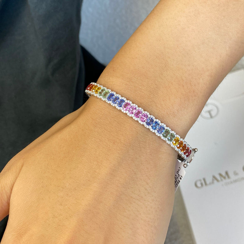 Diamond Bangle Bracelet 5 ct White Gold