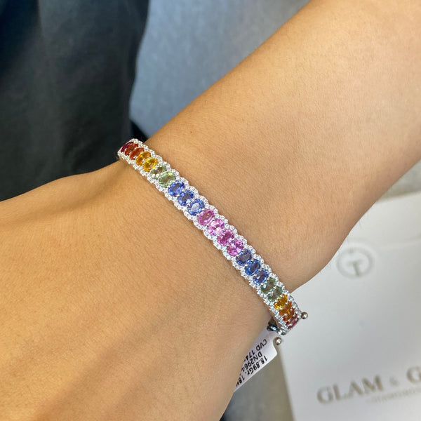 Diamond Bangle Bracelet 6.05 ct White Gold