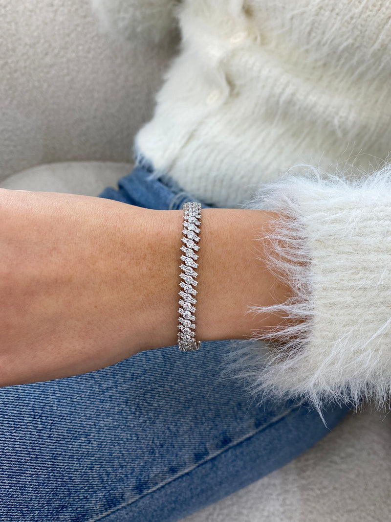 Diamond Tennis Bracelet 6.16 Carat White Gold 14K