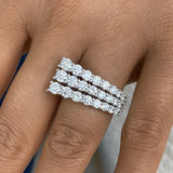 Diamond 3 Row Band Ring 2.90 ct White Gold
