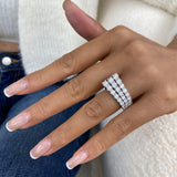 Diamond 3 Row Band Ring 2.90 ct White Gold