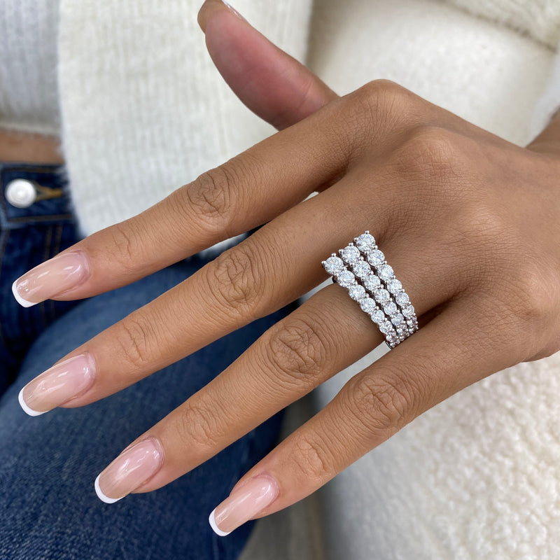 Diamond 3 Row Band Ring 2.90 ct White Gold