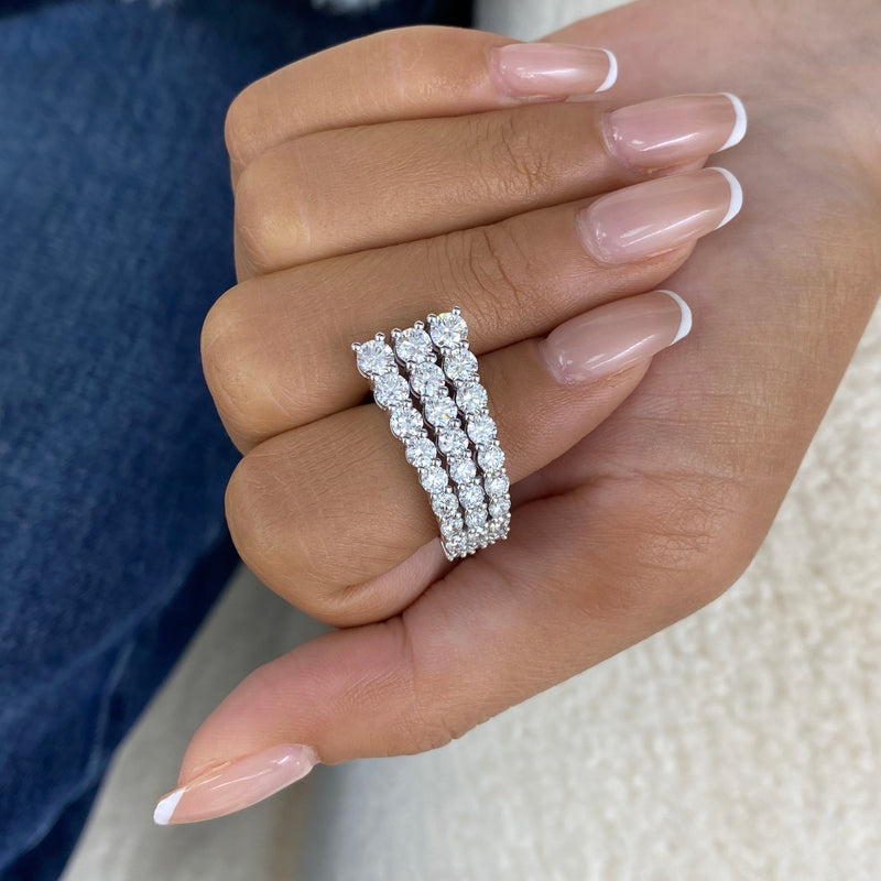 Diamond 3 Row Band Ring 2.90 ct White Gold