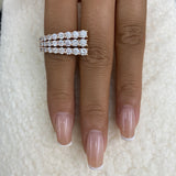 Diamond 3 Row Band Ring 3 ct Rose Gold