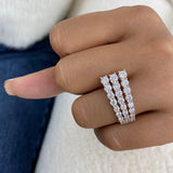 Diamond 3 Row Band Ring 3 ct Rose Gold