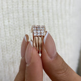 Diamond 3 Row Band Ring 3 ct Rose Gold