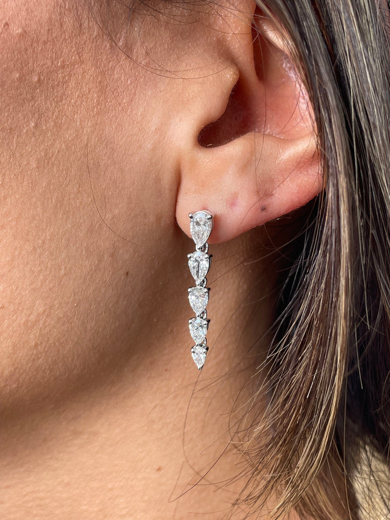 Diamond Drop Earrings 2.38 ct White Gold
