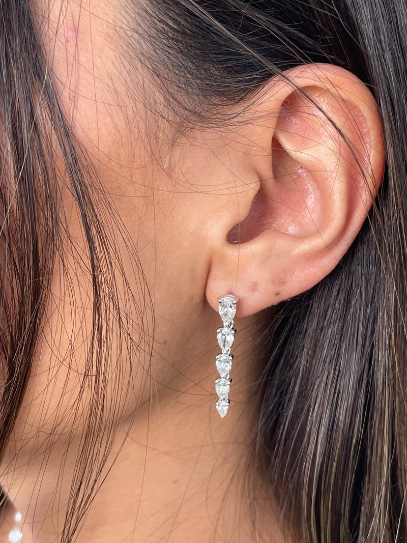 Diamond Drop Earrings 2.38 ct White Gold