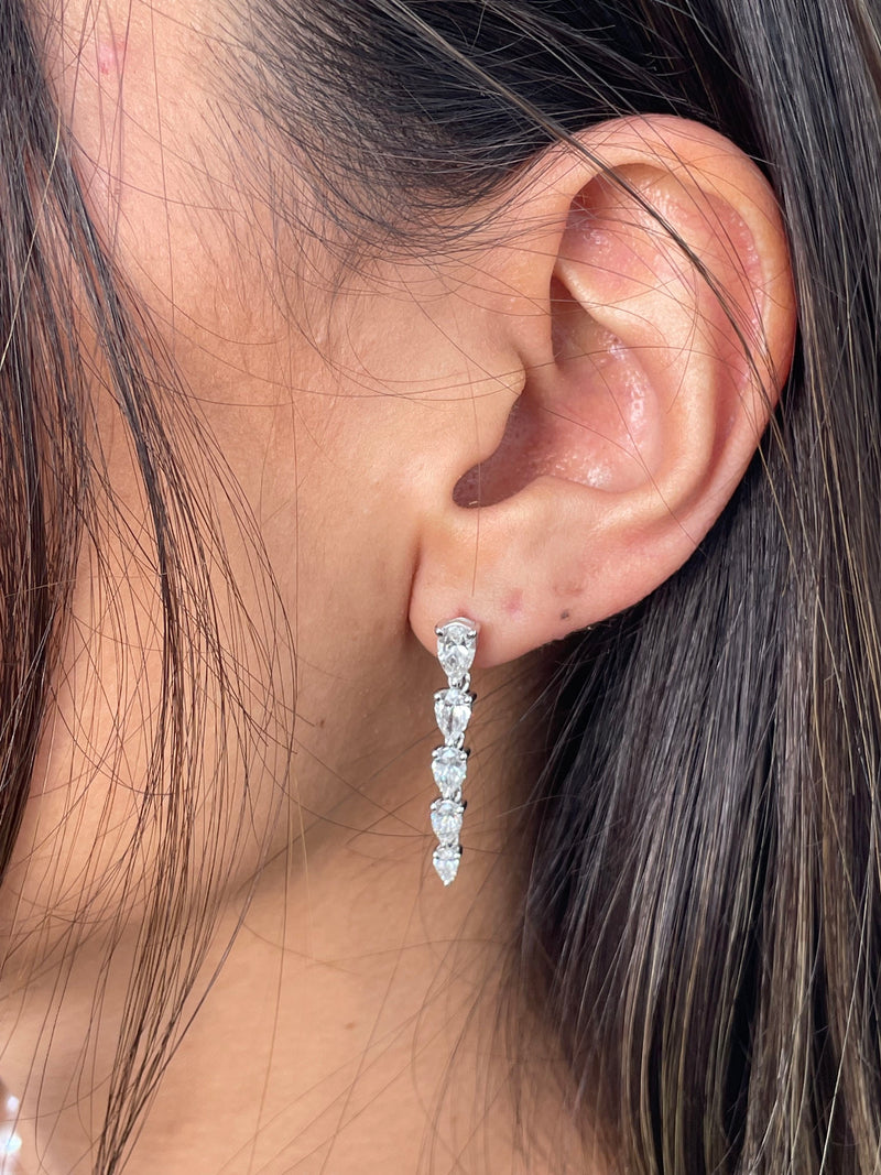 Diamond Drop Earrings 2.38 ct White Gold