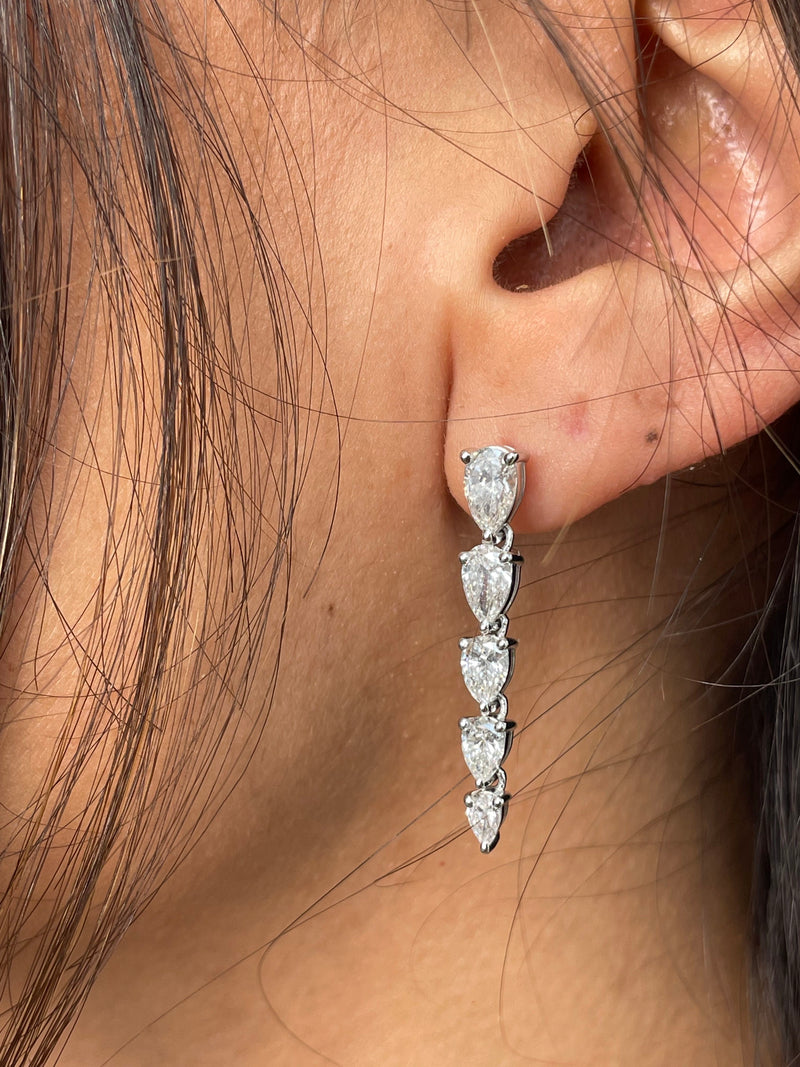 Diamond Drop Earrings 2.38 ct White Gold