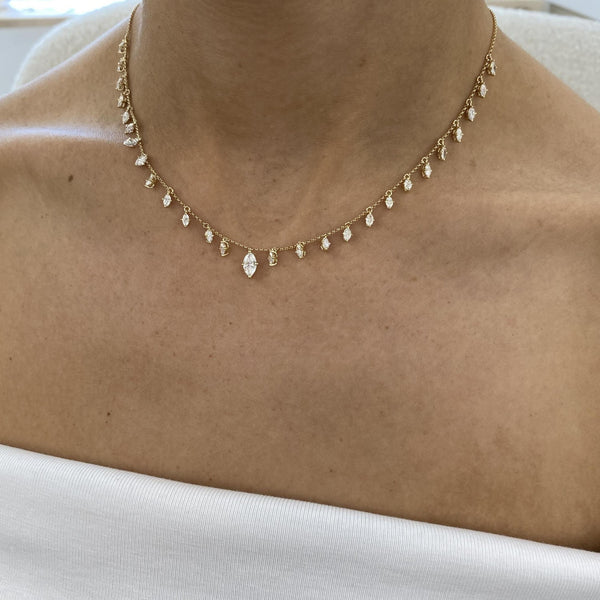 Diamond Chain Necklace 2.44 Carat Yellow Gold 14K