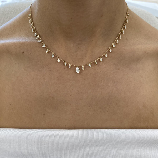 Diamond Chain Necklace 2.44 Carat Yellow Gold 14K