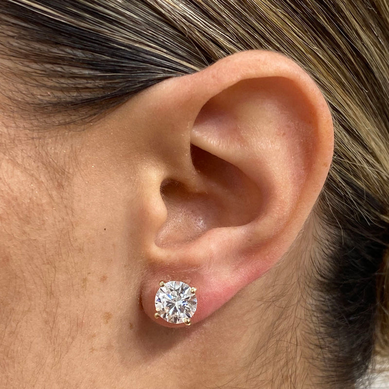 Diamond Stud Fashion Earrings 4 ct Yellow Gold