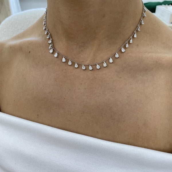 Diamond Chain Necklace 3.85 Carat White Gold 14K