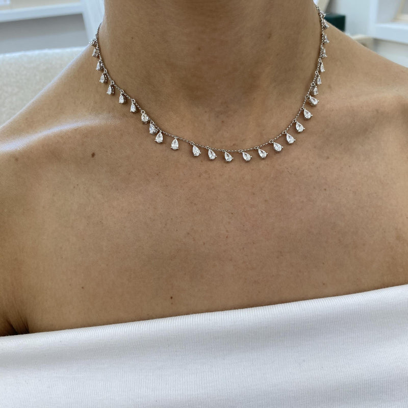 Diamond Chain Necklace 3.85 Carat White Gold 14K