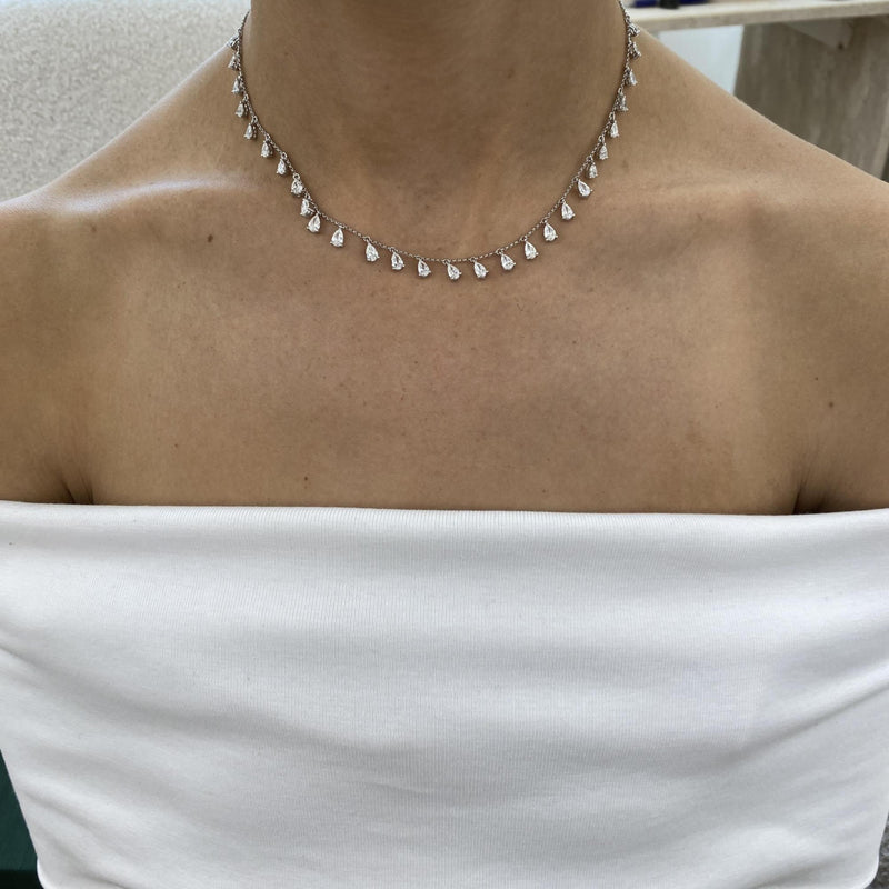 Diamond Chain Necklace 3.85 Carat White Gold 14K