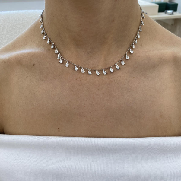 Diamond Chain Necklace 3.85 Carat White Gold 14K