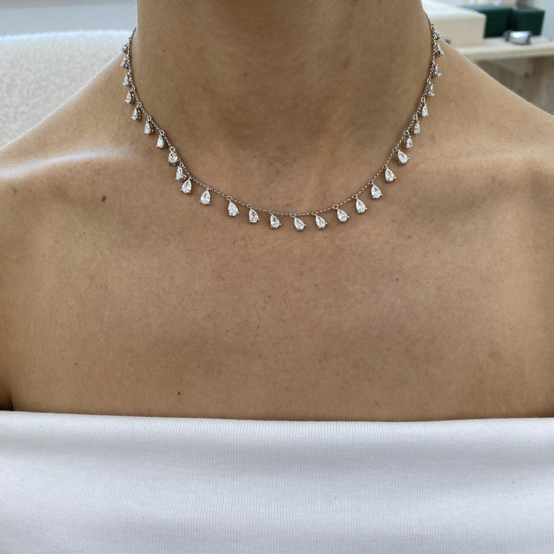 Diamond Chain Necklace 3.85 Carat White Gold 14K