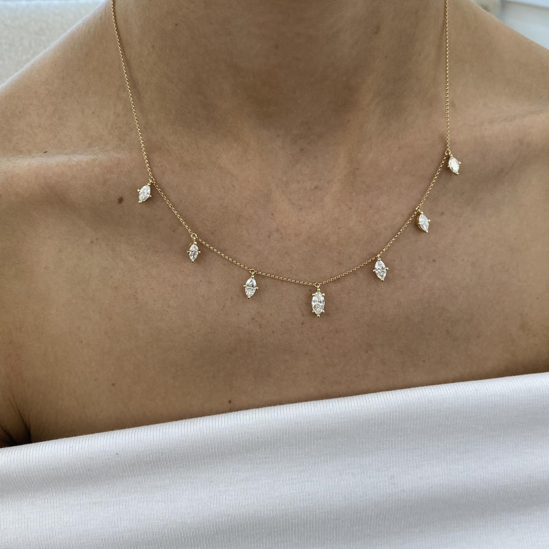 Diamond Chain Necklace 2.07 Carat Yellow Gold 14K
