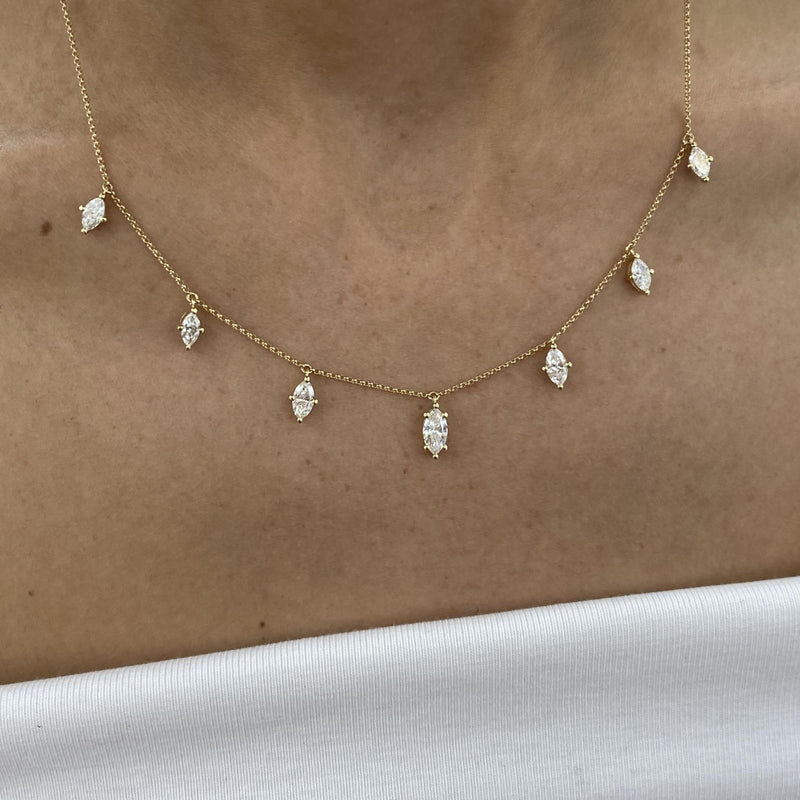 Diamond Chain Necklace 2.07 Carat Yellow Gold 14K