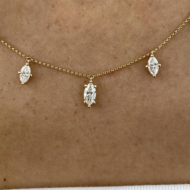 Diamond Chain Necklace 2.07 Carat Yellow Gold 14K