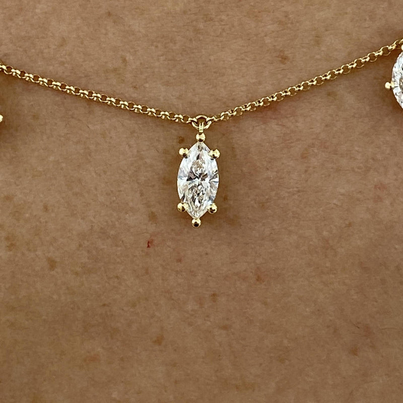 Diamond Chain Necklace 2.07 Carat Yellow Gold 14K