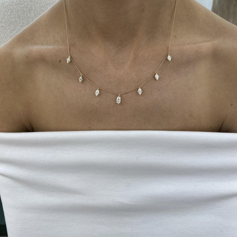 Diamond Chain Necklace 2.07 Carat Yellow Gold 14K