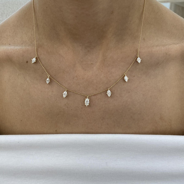 Diamond Chain Necklace 2.07 Carat Yellow Gold 14K
