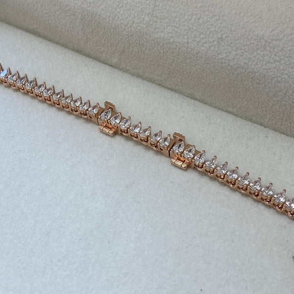 Diamond Tennis Necklace 15.34 Carat Rose Gold 14K