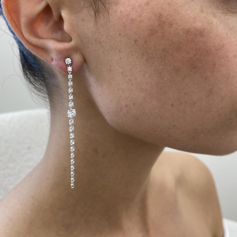Diamond Drop Earrings 2.33 Carat White Gold 14K