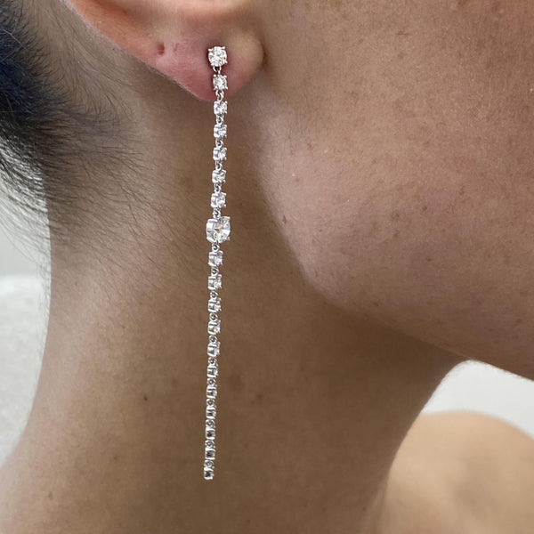 Diamond Drop Earrings 2.33 Carat White Gold 14K