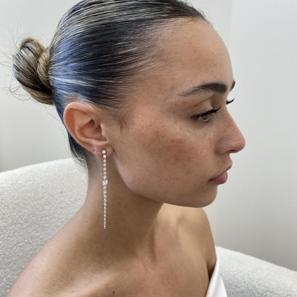 Diamond Drop Earrings 2.33 Carat White Gold 14K