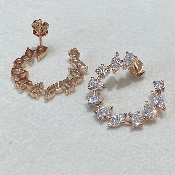 Diamond Hoop Earrings 2.98 Carat Rose Gold 14K