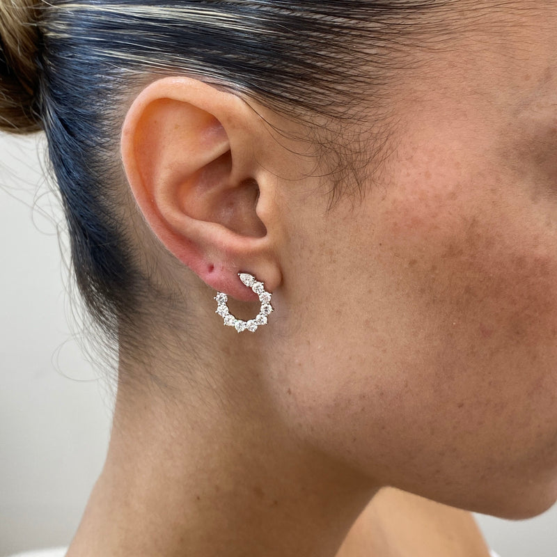 Diamond Hoop Earrings 1.86 Carat White Gold 14K