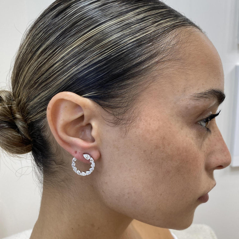 Diamond Hoop Earrings 2.55 Carat White Gold 14K