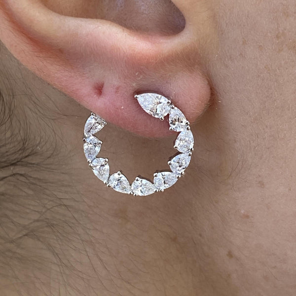 Diamond Hoop Earrings 2.55 Carat White Gold 14K