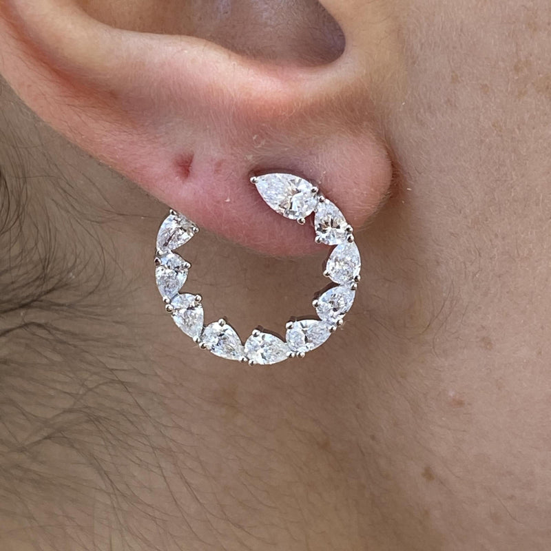 Diamond Hoop Earrings 2.55 Carat White Gold 14K