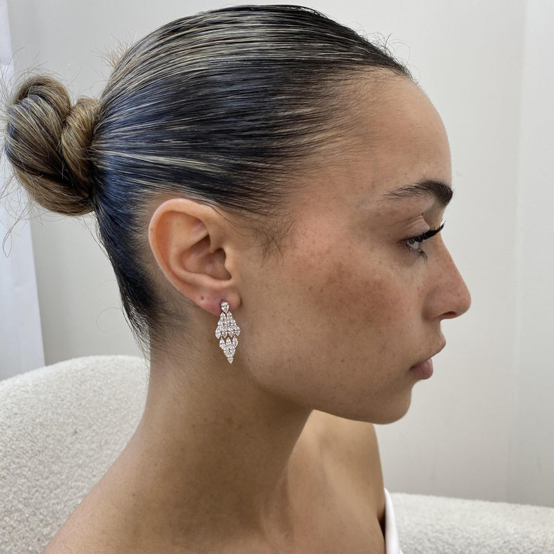 Diamond Drop Earrings 3.67 Carat White Gold 14K