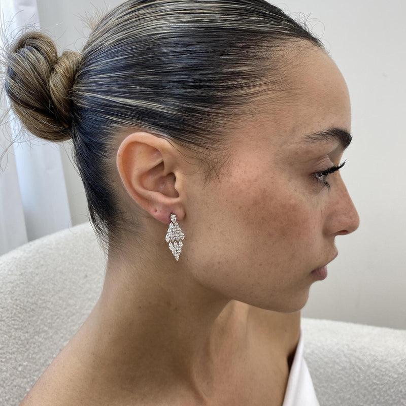Diamond Drop Earrings 3.67 Carat White Gold 14K