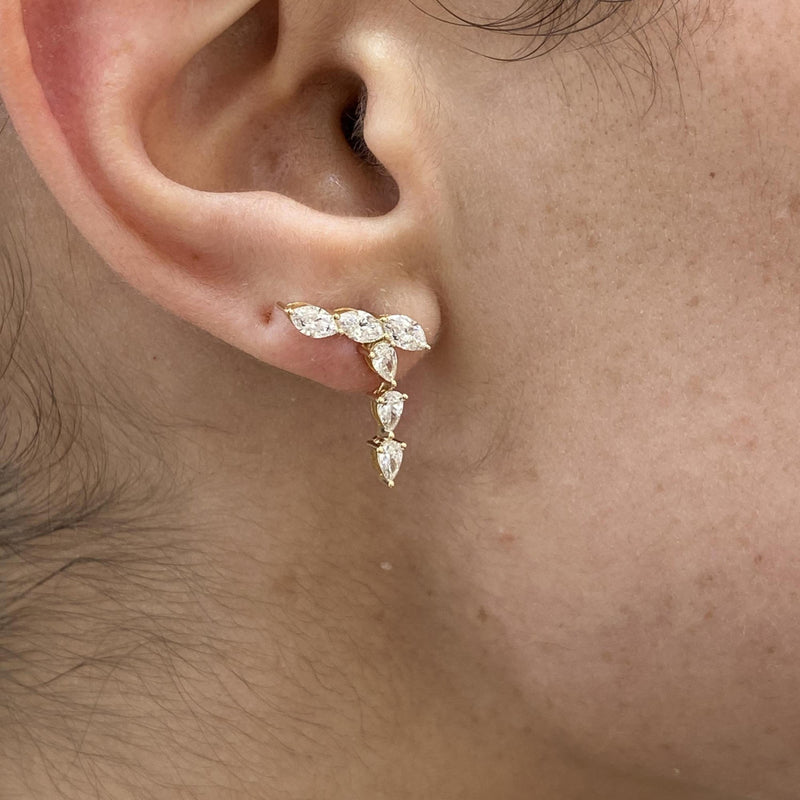 Diamond Drop Earrings 1.35 Carat Yellow Gold 14K