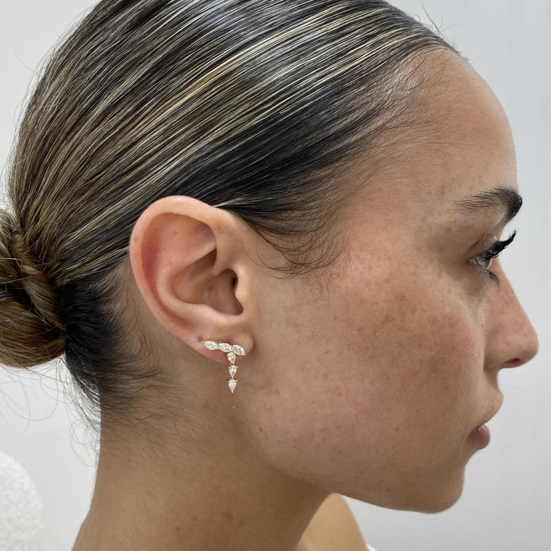 Diamond Drop Earrings 1.35 Carat Yellow Gold 14K