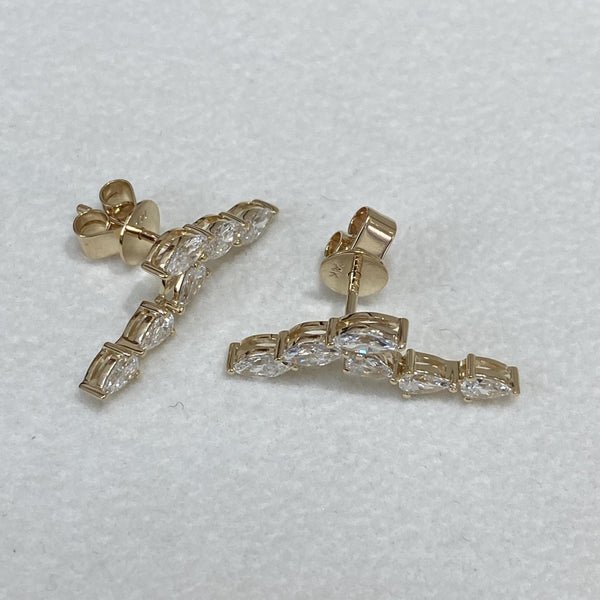 Diamond Drop Earrings 1.35 Carat Yellow Gold 14K