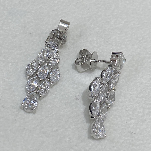 Diamond Dangle Earrings 3.53 Carat White Gold 14K