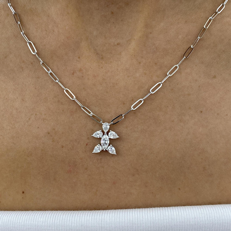 Diamond Pendant Necklace 0.99 Carat White Gold 14K