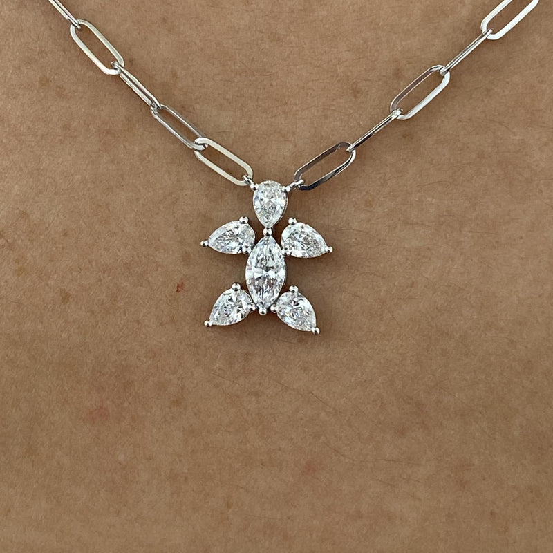 Diamond Pendant Necklace 0.99 Carat White Gold 14K