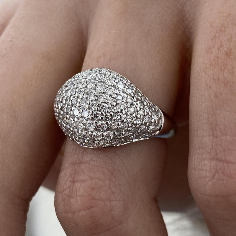 Diamond Dome Ring 1.23 Carat White Gold 14K