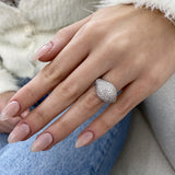 Diamond Dome Ring 1.23 Carat White Gold 14K