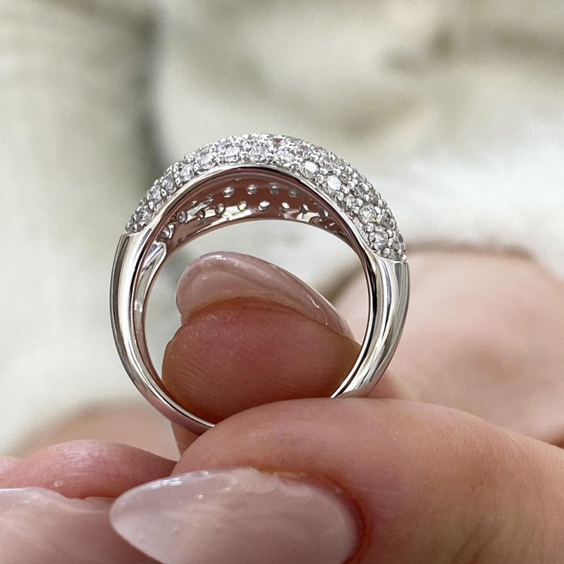 Diamond Dome Ring 1.23 Carat White Gold 14K