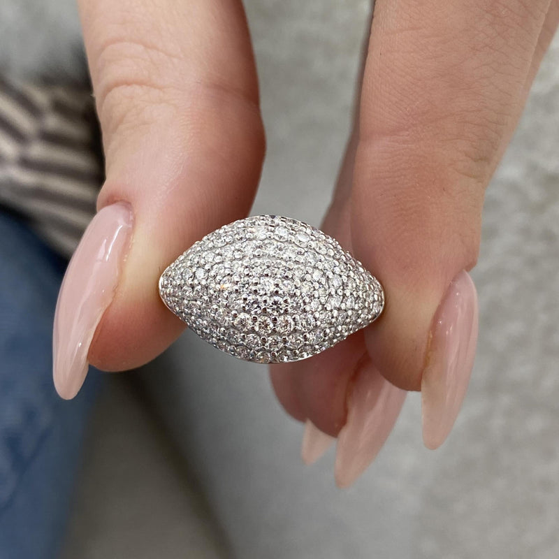 Diamond Dome Ring 1.23 Carat White Gold 14K