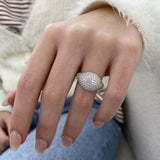 Diamond Dome Ring 1.23 Carat White Gold 14K